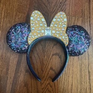 Disney Parks Minnie Mouse 50th Anniversary WDW 2021 Blue Gold Ear Headband